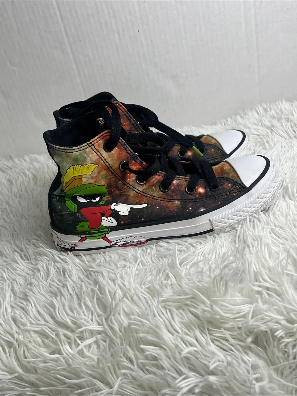 Converse Kids High-Top Sneakers in Black with Orange and Green Galaxy Accents